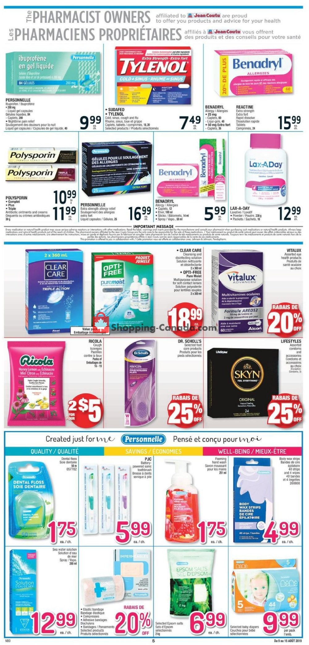 Jean Coutu Pharmacy flyer from Friday August 9, 2019 to Thursday August 15, 2019 - page 4