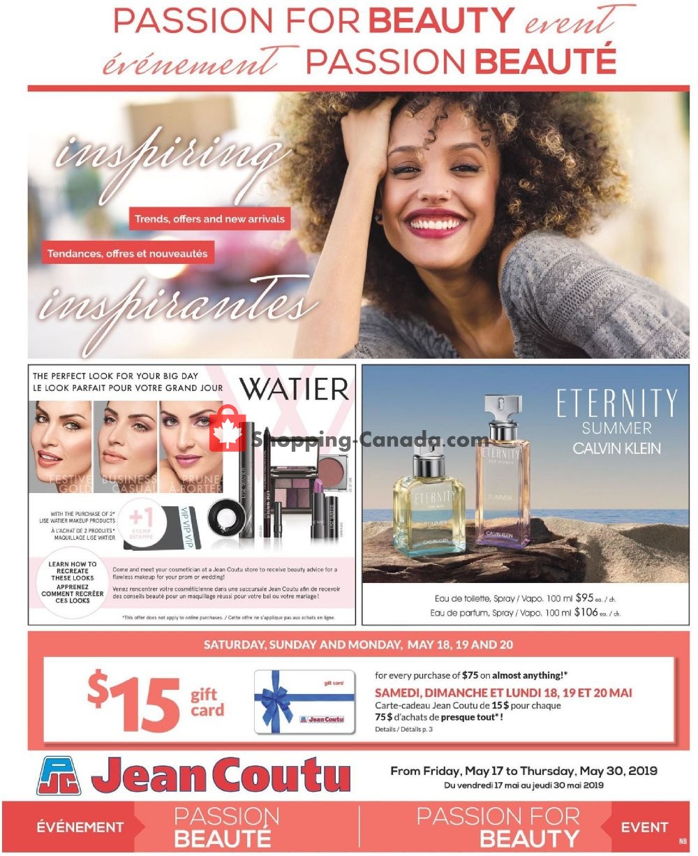 Jean Coutu Pharmacy flyer from Friday May 17, 2019 to Thursday May 30, 2019 - page 1