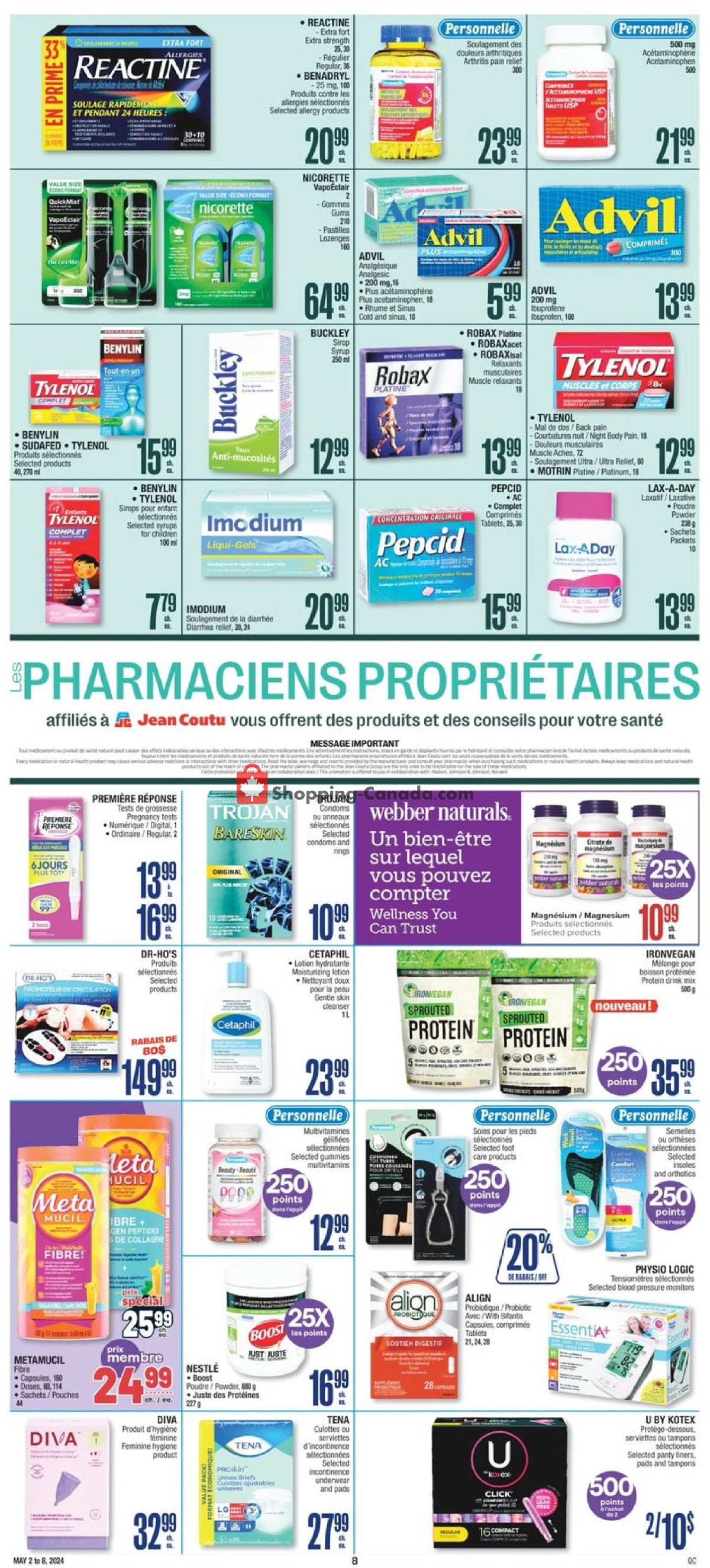 Jean Coutu Pharmacy flyer from Thursday May 2, 2024 to Wednesday May 8, 2024 - page 9