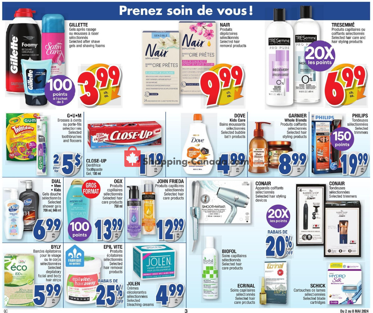 Jean Coutu Pharmacy flyer from Thursday May 2, 2024 to Wednesday May 8, 2024 - page 3
