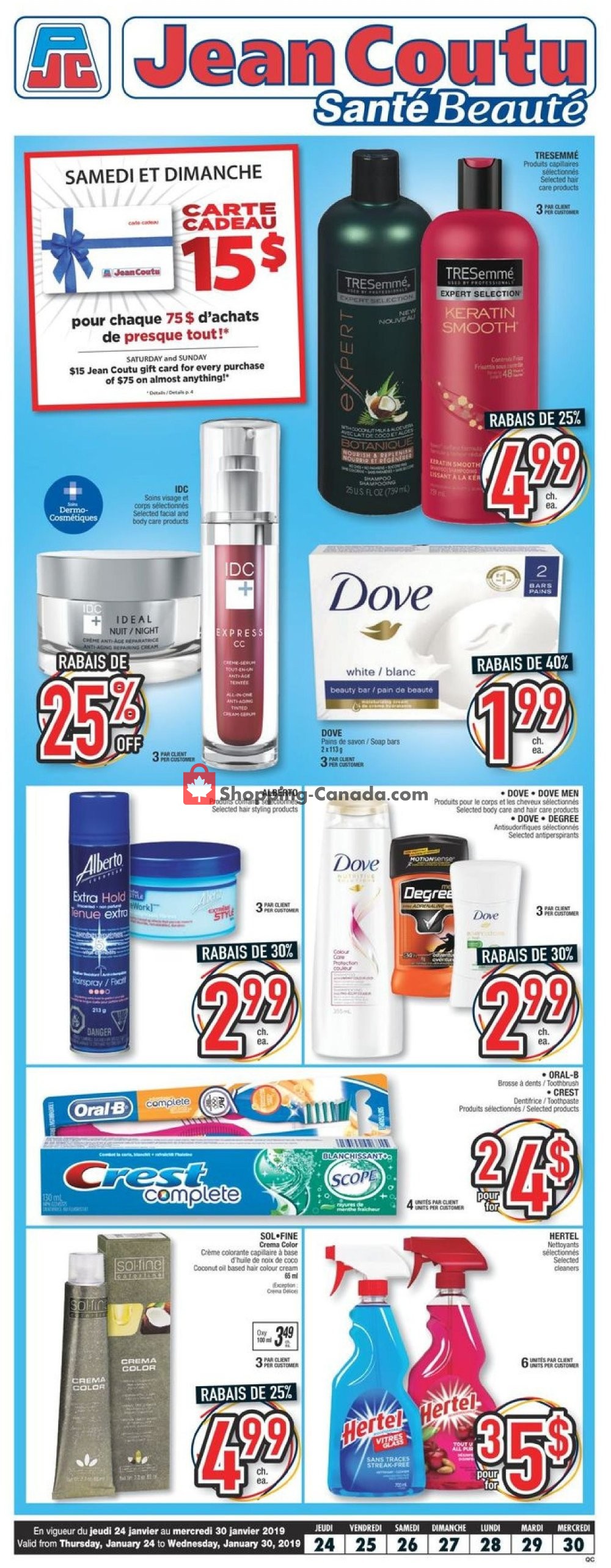 Jean Coutu Pharmacy flyer from Thursday January 24, 2019 to Wednesday January 30, 2019 - page 1