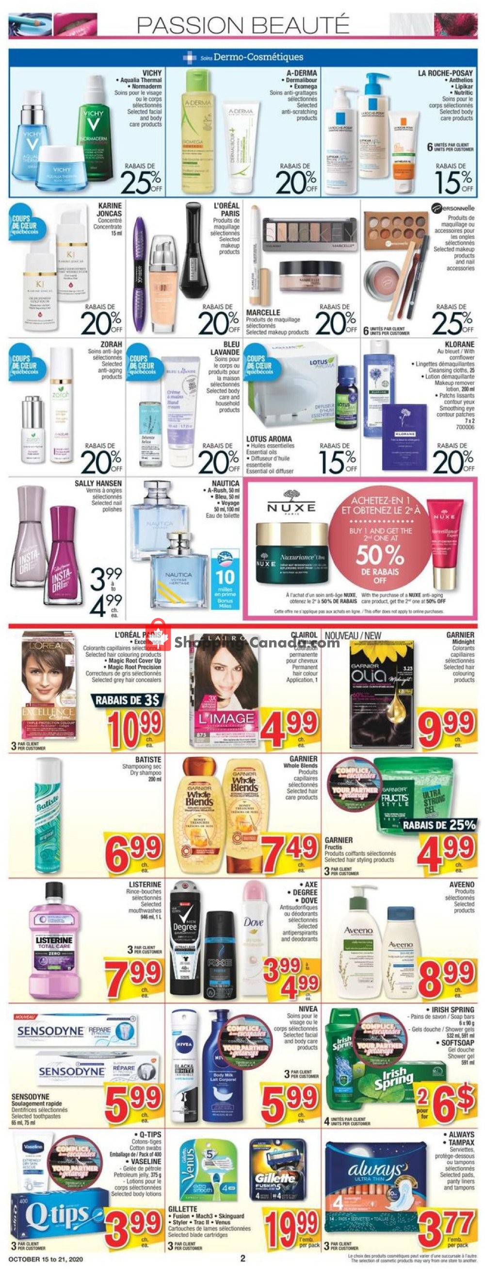 Jean Coutu Pharmacy flyer from Thursday October 15, 2020 to Wednesday October 21, 2020 - page 2