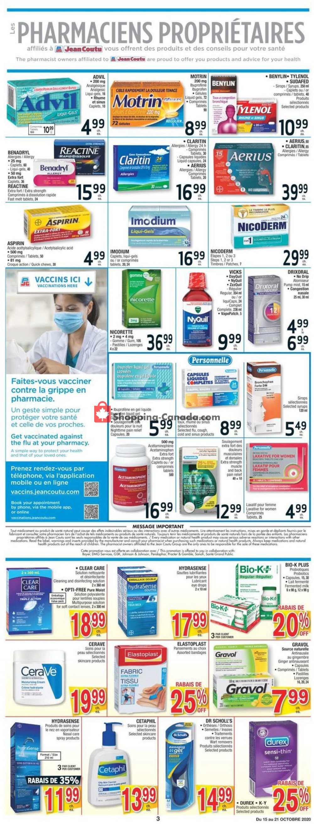 Jean Coutu Pharmacy flyer from Thursday October 15, 2020 to Wednesday October 21, 2020 - page 3