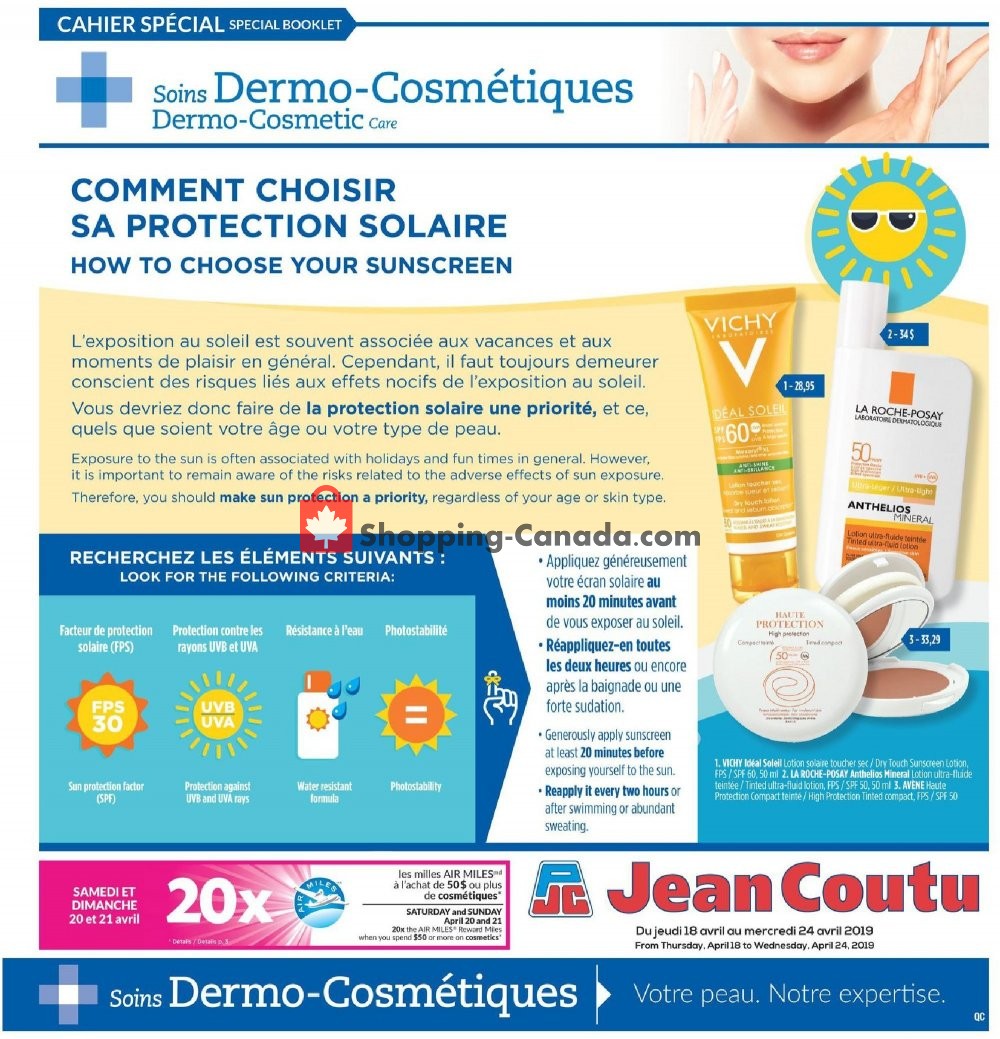 Jean Coutu Pharmacy flyer from Thursday April 18, 2019 to Wednesday April 24, 2019 - page 1