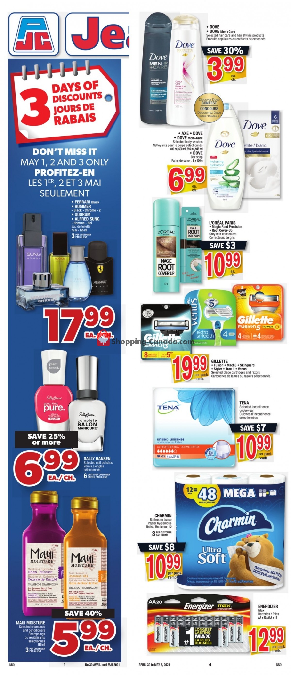 Jean Coutu Pharmacy flyer from Friday April 30, 2021 to Thursday May 6, 2021 - page 1