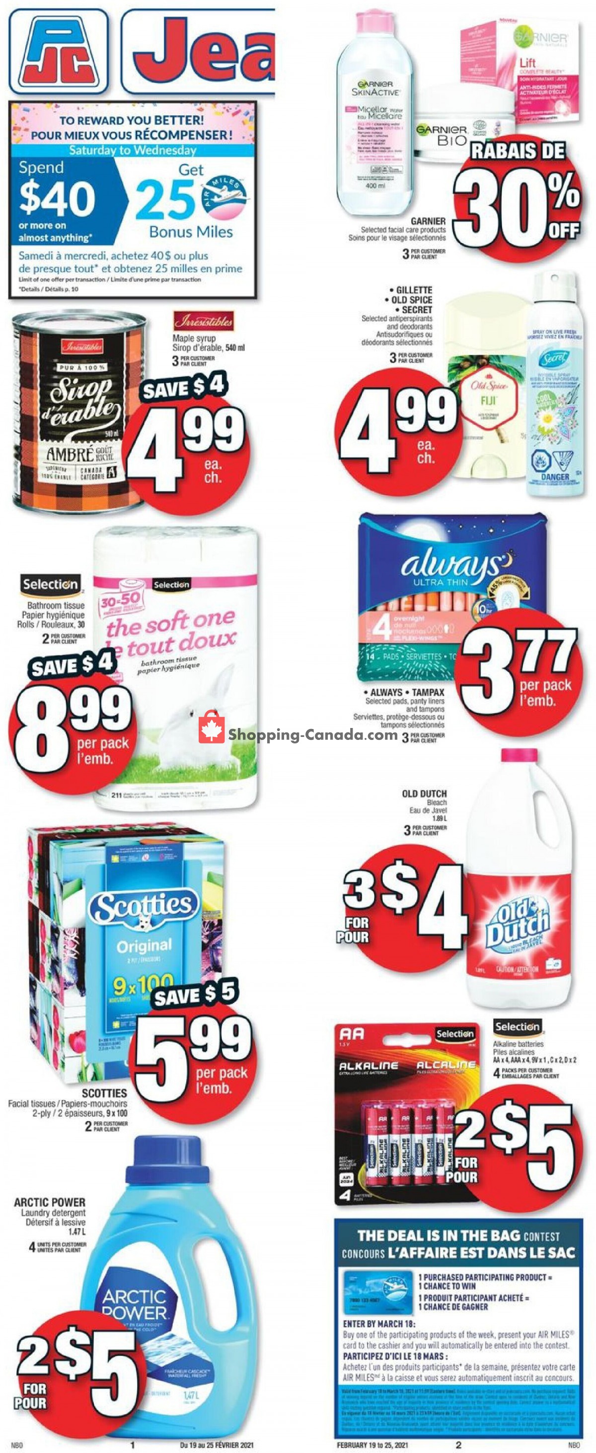 Jean Coutu Pharmacy flyer from Friday February 19, 2021 to Thursday February 25, 2021 - page 1