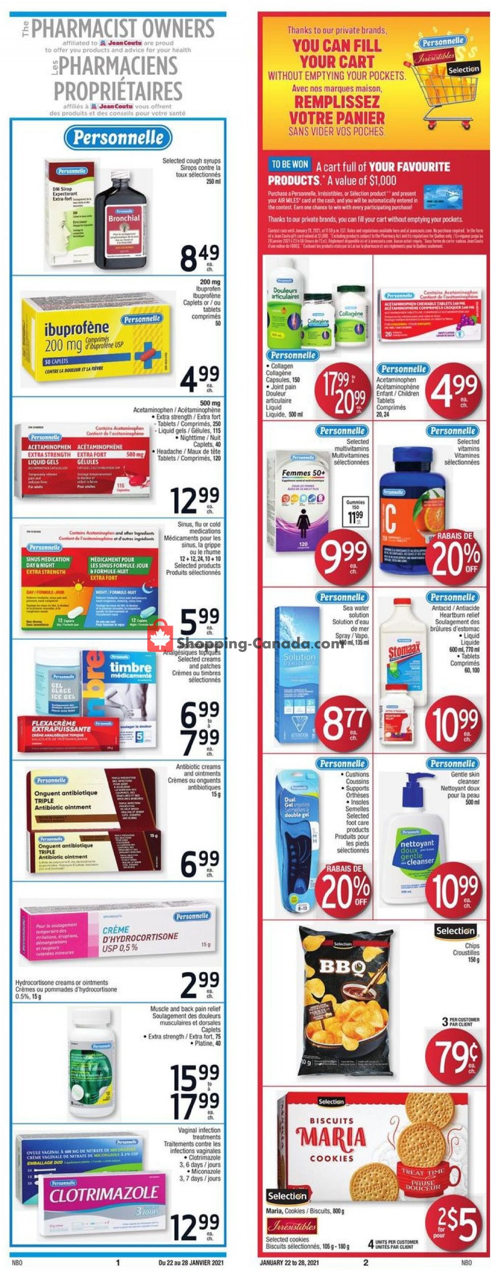 Jean Coutu Pharmacy flyer from Friday January 22, 2021 to Thursday January 28, 2021 - page 1