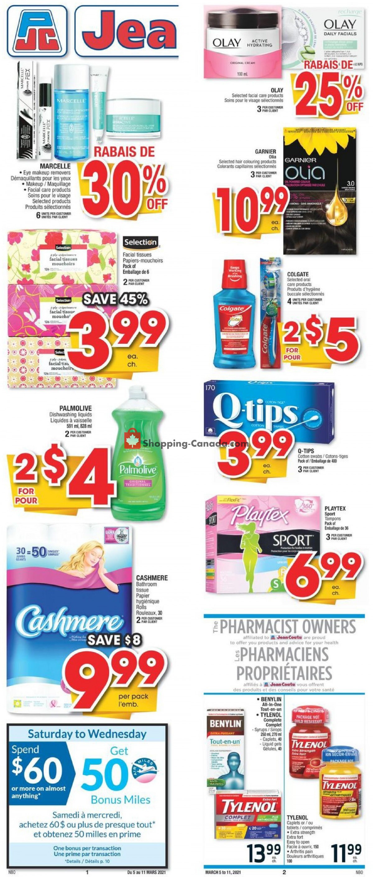 Jean Coutu Pharmacy flyer from Friday March 5, 2021 to Thursday March 11, 2021 - page 1