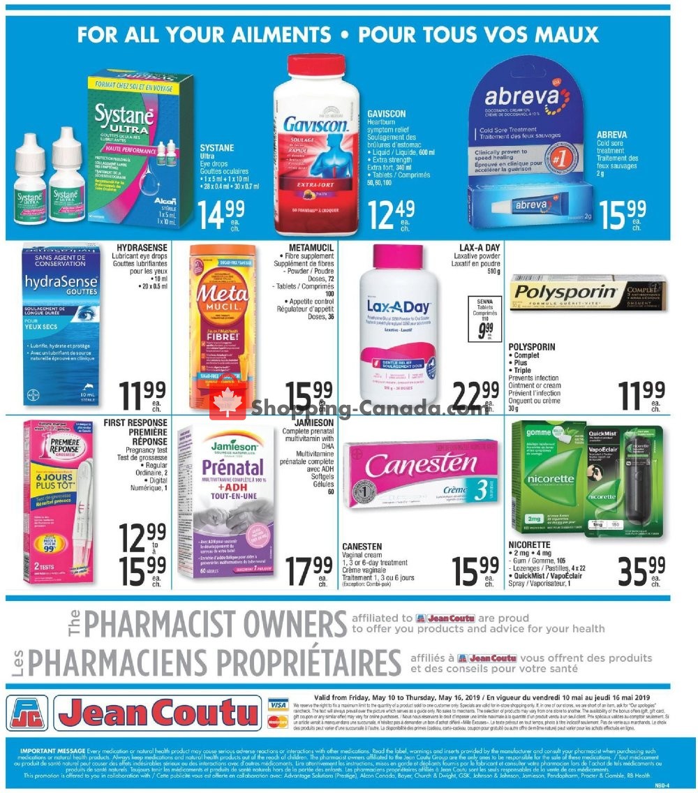 Jean Coutu Pharmacy flyer from Friday May 10, 2019 to Thursday May 16, 2019 - page 4