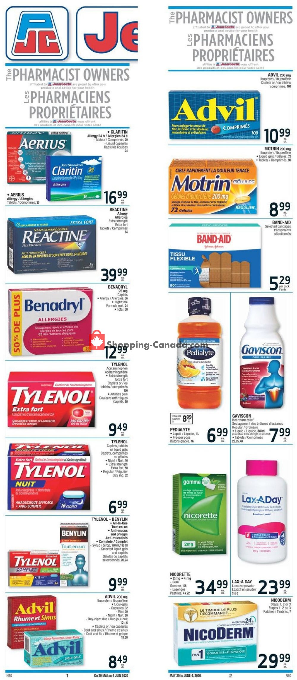 Jean Coutu Pharmacy flyer from Friday May 29, 2020 to Thursday June 4, 2020 - page 1