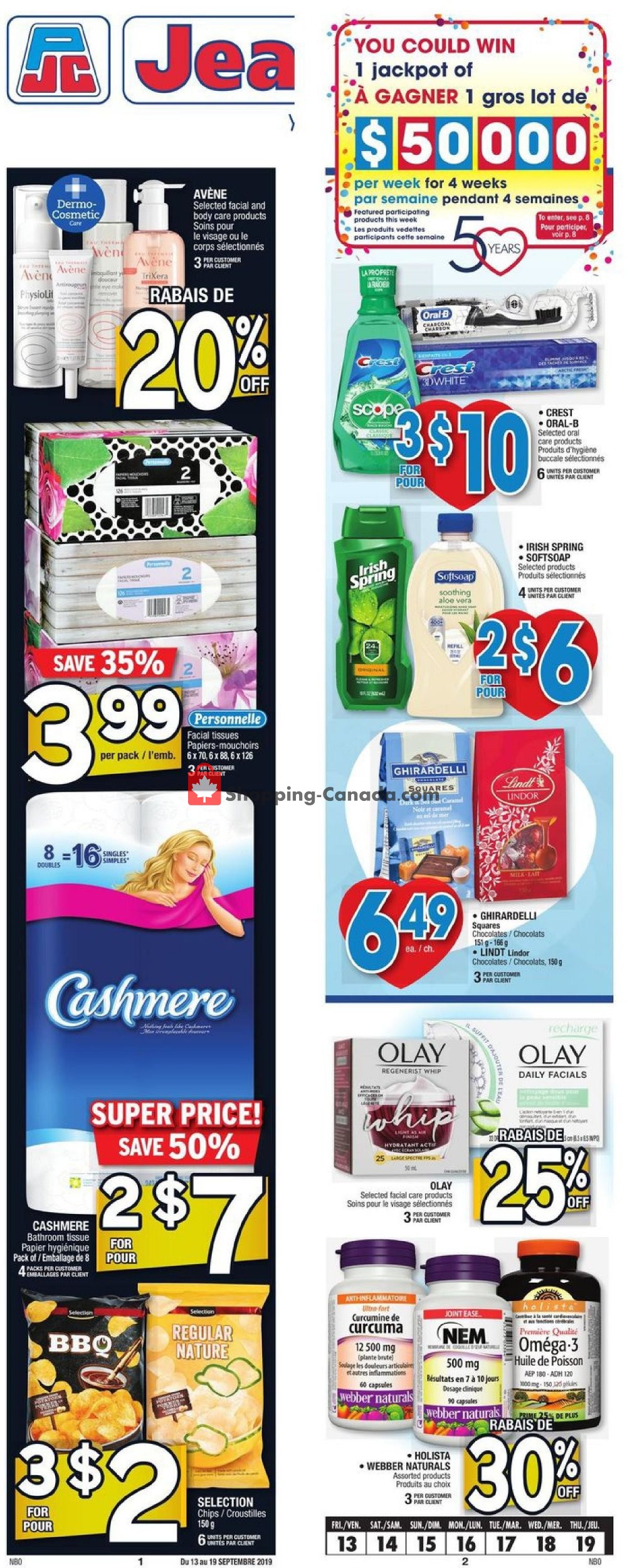 Jean Coutu Pharmacy flyer from Friday September 13, 2019 to Thursday September 19, 2019 - page 1