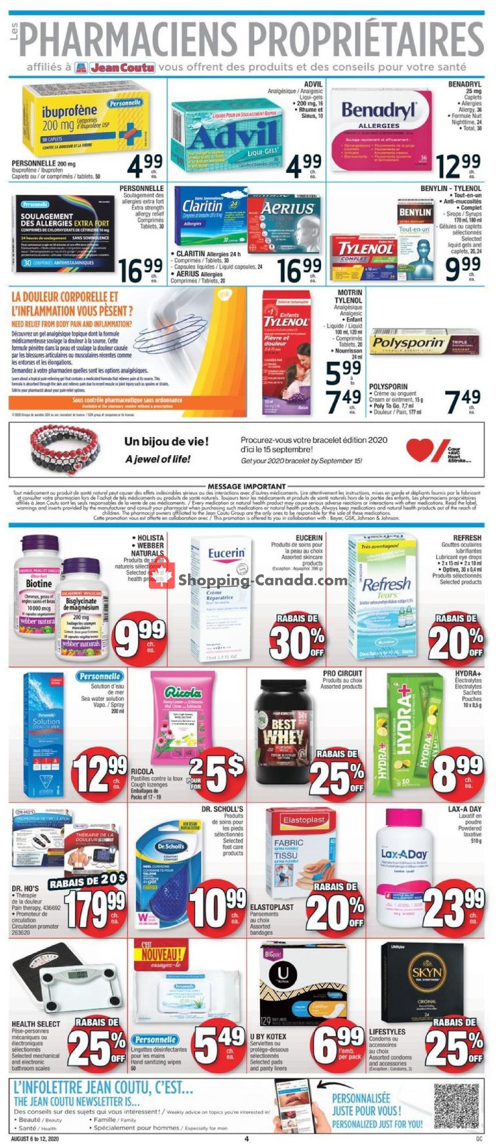 Jean Coutu Pharmacy flyer from Thursday August 6, 2020 to Wednesday August 12, 2020 - page 4