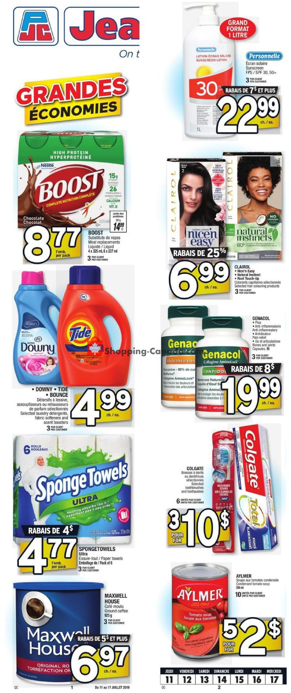 Jean Coutu Pharmacy flyer from Thursday July 11, 2019 to Wednesday July 17, 2019 - page 1