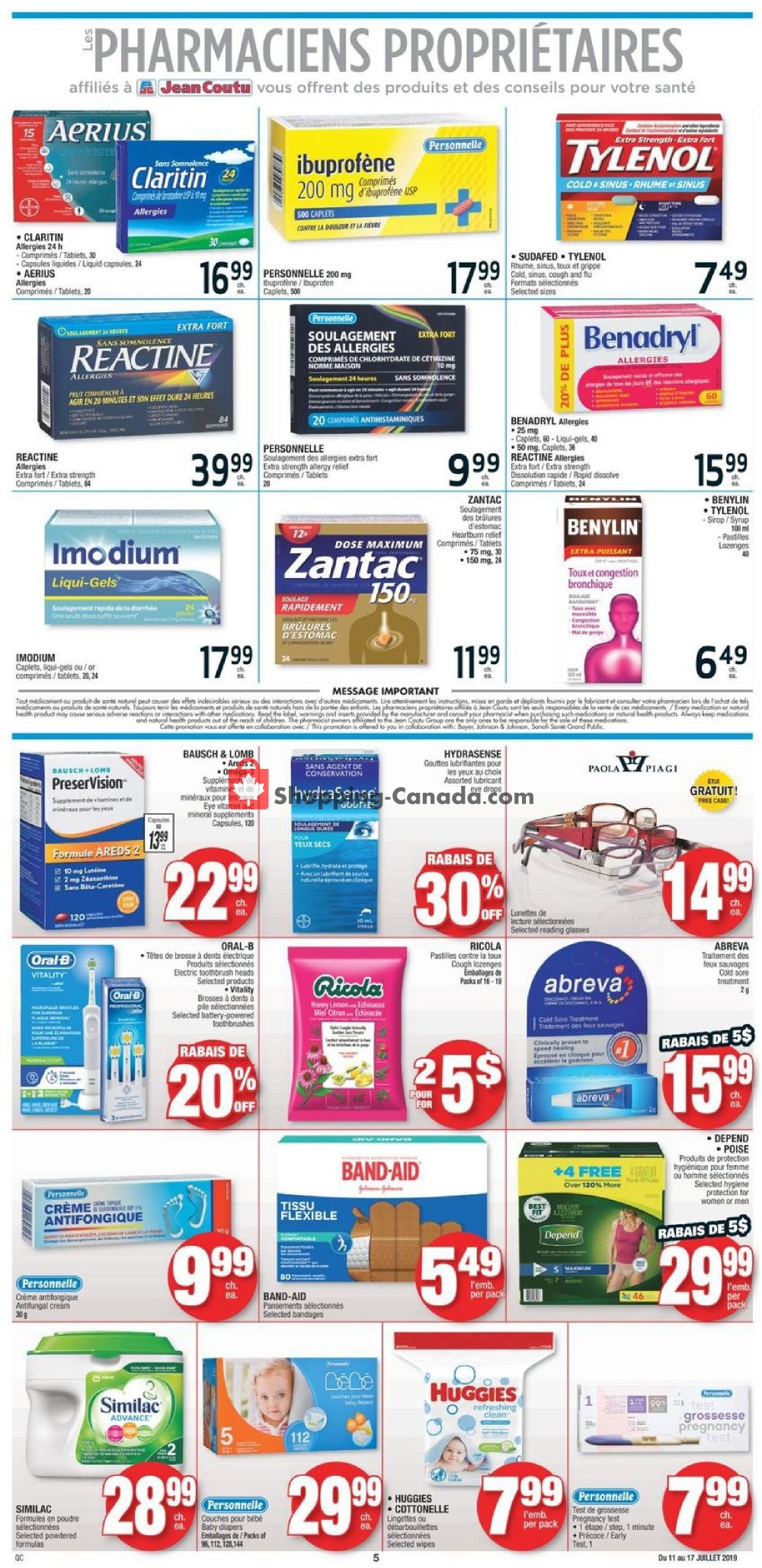 Jean Coutu Pharmacy flyer from Thursday July 11, 2019 to Wednesday July 17, 2019 - page 4
