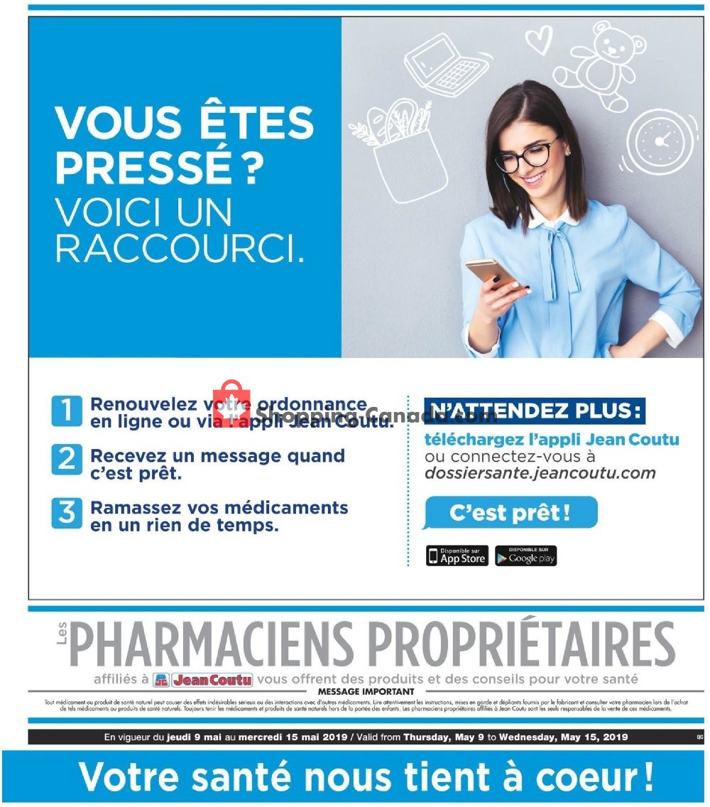 Jean Coutu Pharmacy flyer from Thursday May 9, 2019 to Wednesday May 15, 2019 - page 1