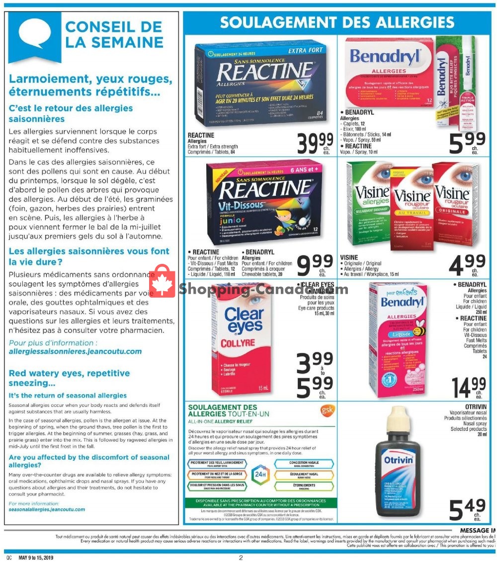 Jean Coutu Pharmacy flyer from Thursday May 9, 2019 to Wednesday May 15, 2019 - page 2