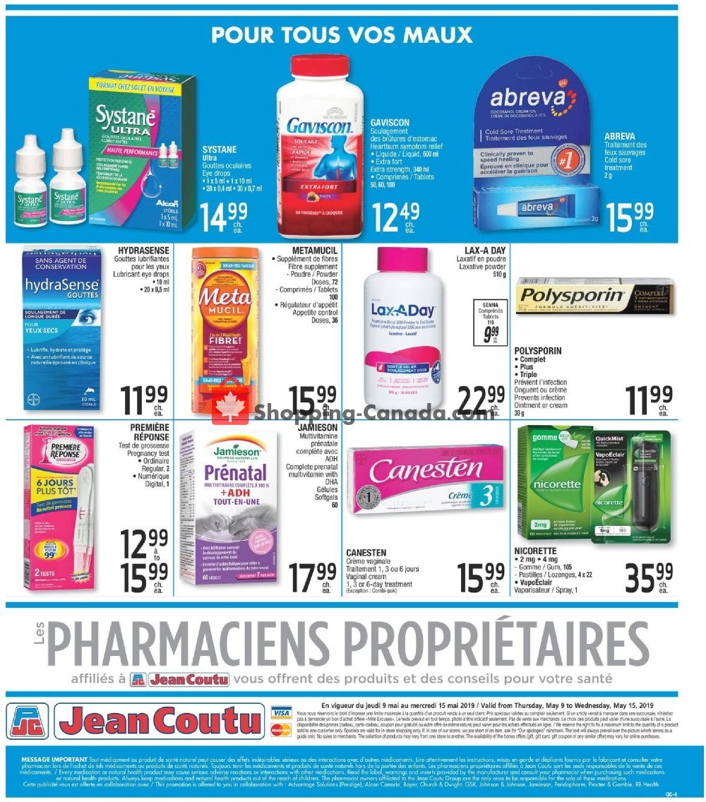 Jean Coutu Pharmacy flyer from Thursday May 9, 2019 to Wednesday May 15, 2019 - page 4