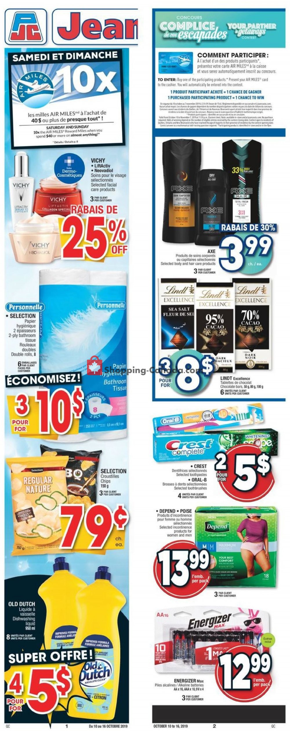 Jean Coutu Pharmacy flyer from Thursday October 10, 2019 to Wednesday October 16, 2019 - page 1