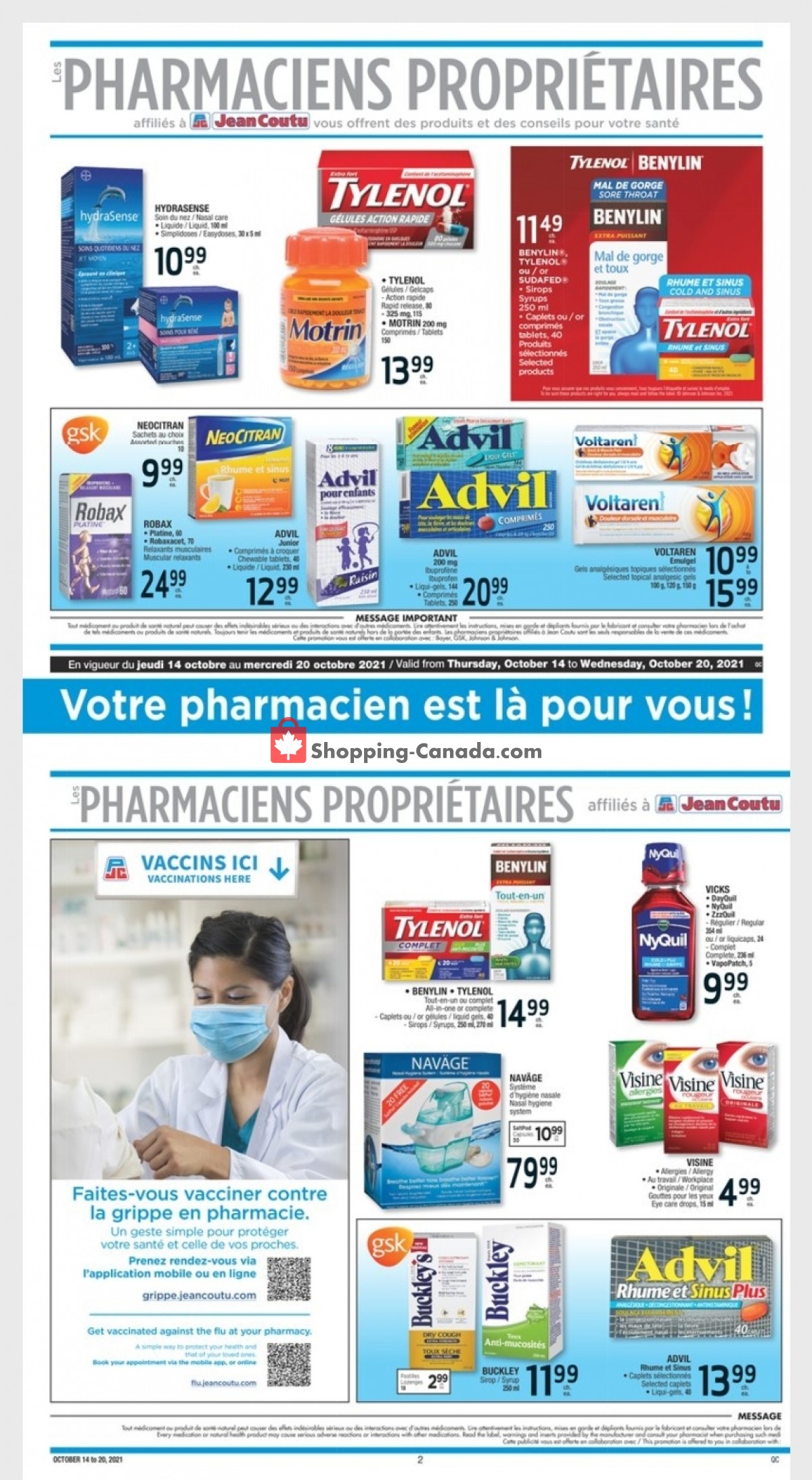 Jean Coutu Pharmacy flyer from Thursday October 14, 2021 to Wednesday October 20, 2021 - page 1
