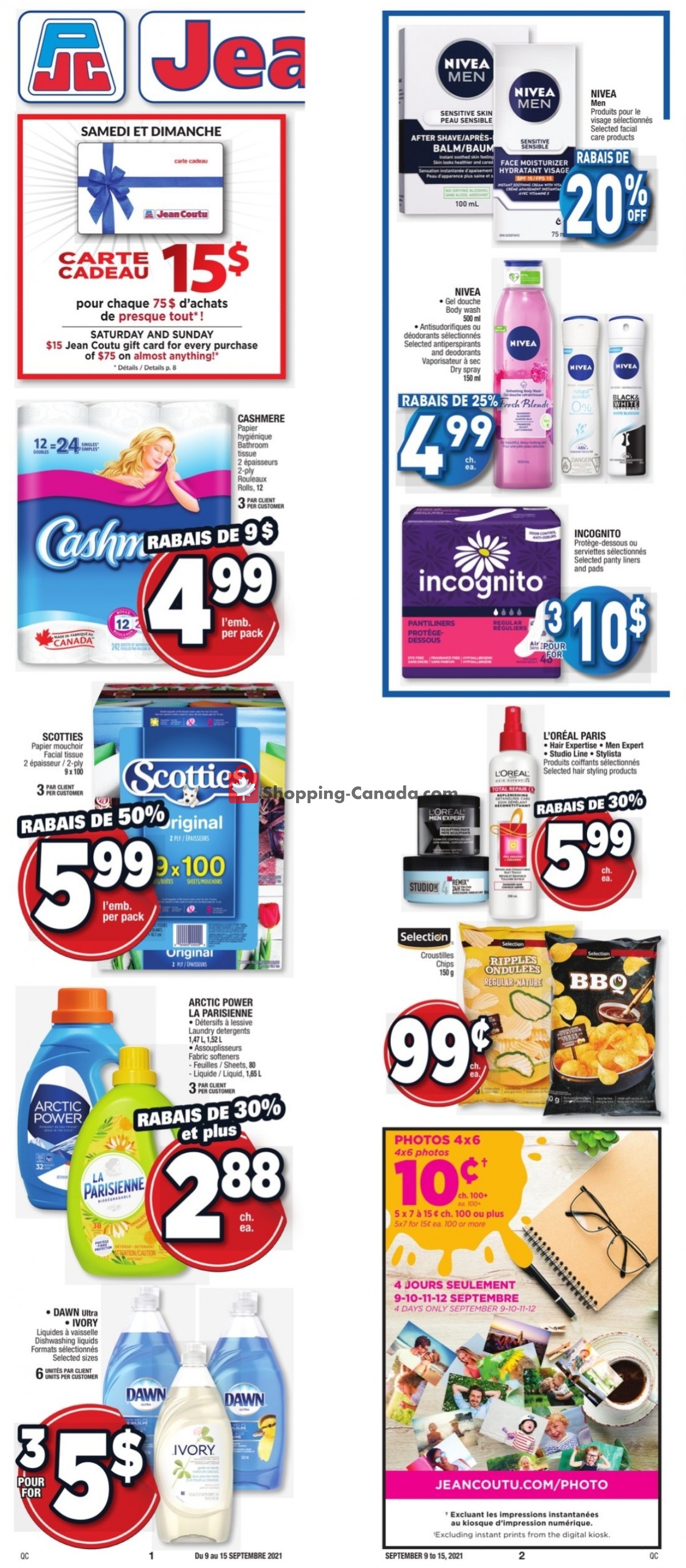 Jean Coutu Pharmacy flyer from Thursday September 9, 2021 to Wednesday September 15, 2021 - page 1