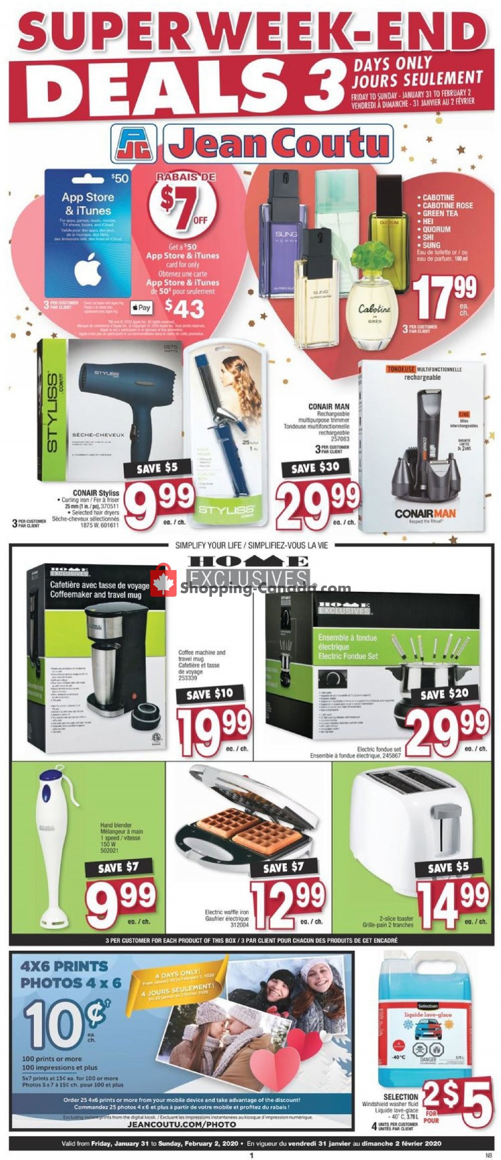 Jean Coutu Pharmacy flyer from Friday January 31, 2020 to Sunday February 2, 2020 - page 1