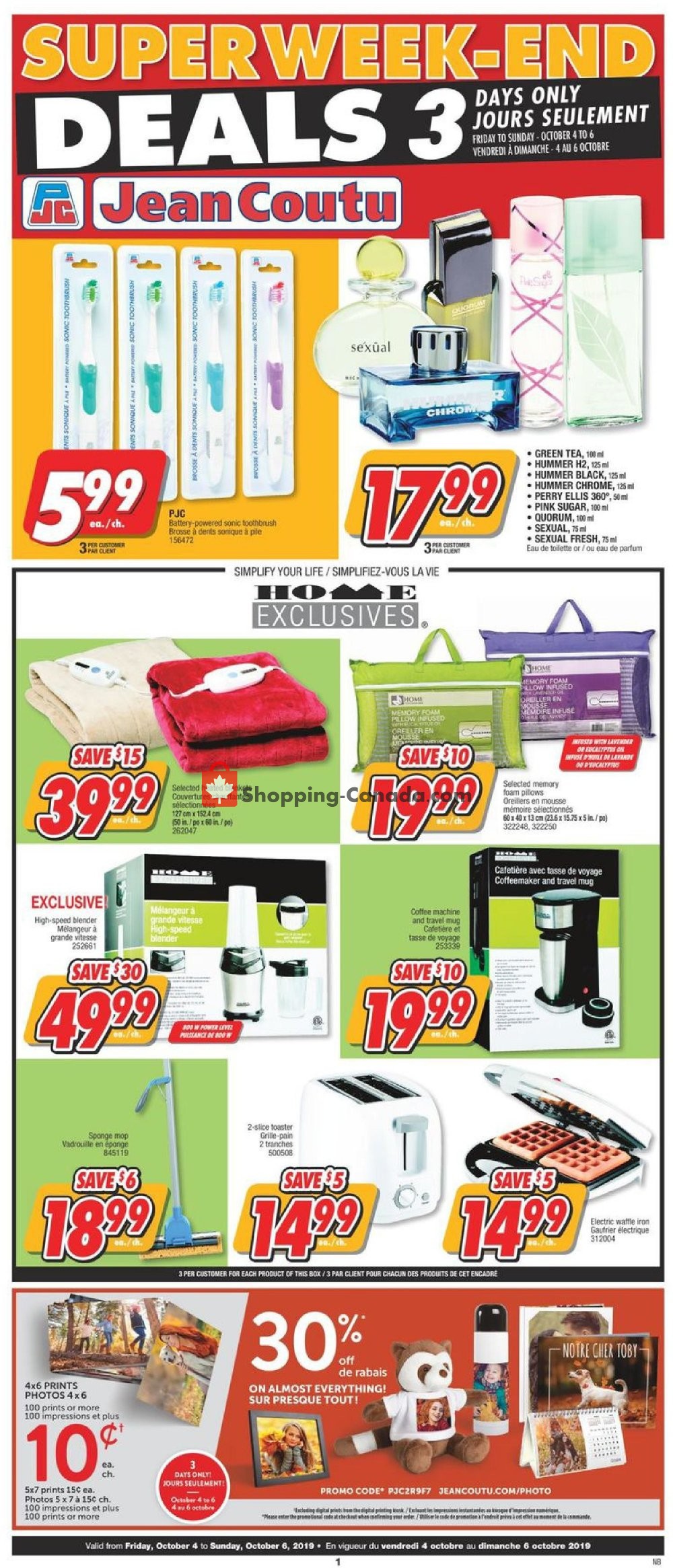 Jean Coutu Pharmacy flyer from Friday October 4, 2019 to Sunday October 6, 2019 - page 1