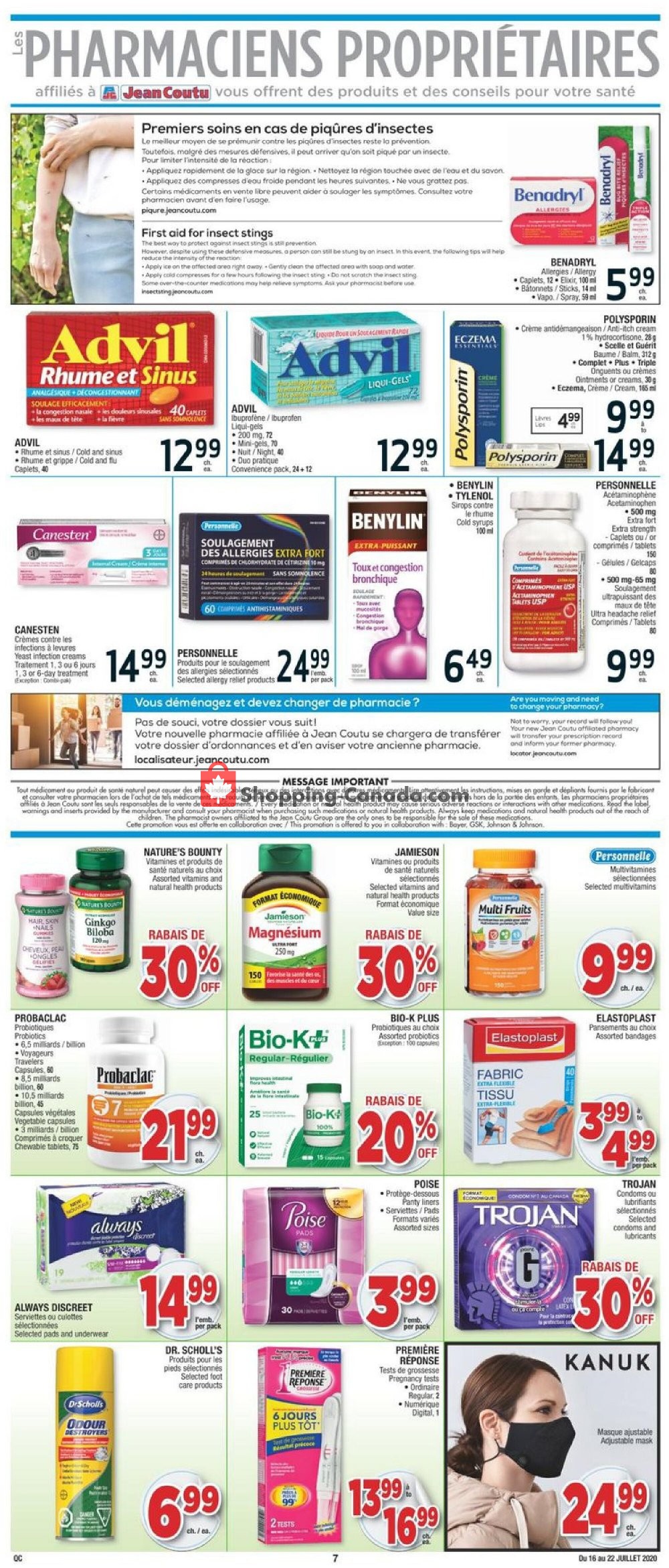 Jean Coutu Pharmacy flyer from Thursday July 16, 2020 to Wednesday July 22, 2020 - page 5