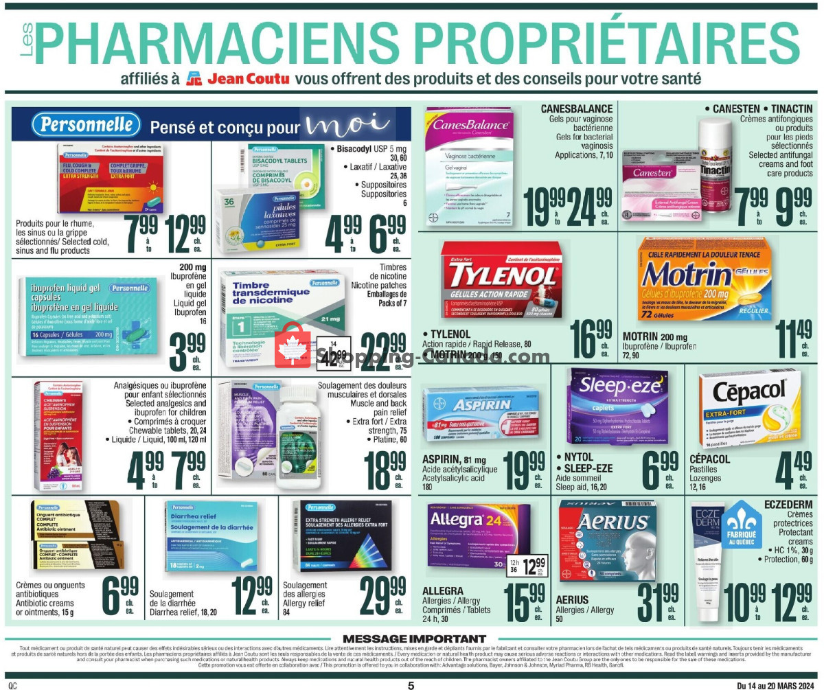 Jean Coutu Pharmacy flyer from Thursday March 14, 2024 to Wednesday March 20, 2024 - page 5