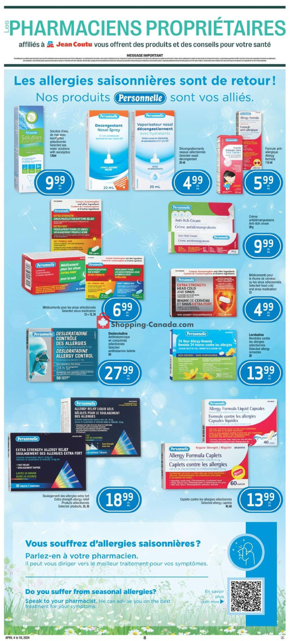 Jean Coutu Pharmacy flyer from Thursday April 4, 2024 to Wednesday April 10, 2024 - page 4