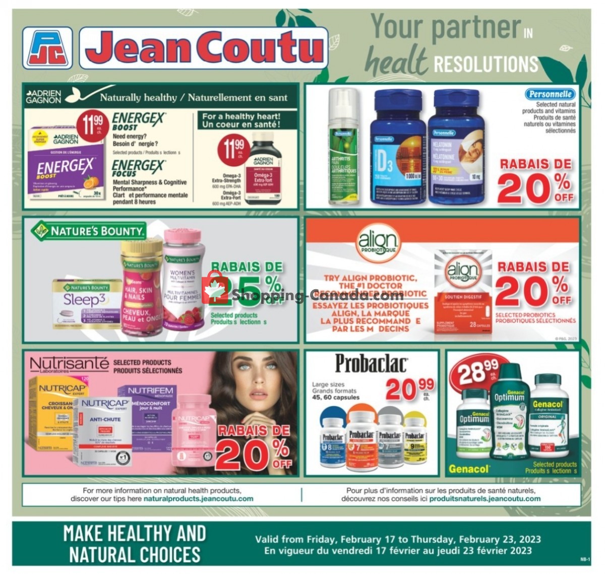 Jean Coutu Pharmacy Canada, flyer (Your Partner In Health Resolutions