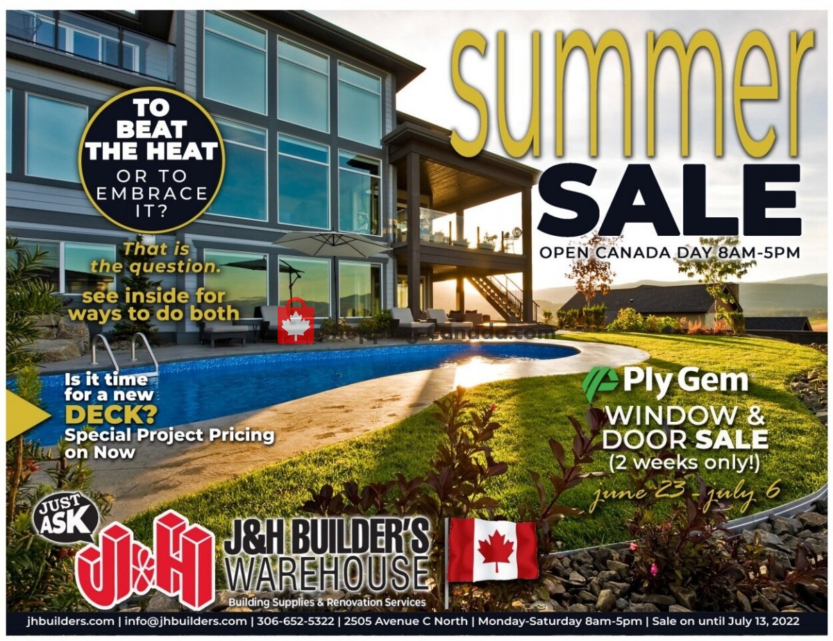 J&H Builder's Warehouse flyer from Thursday June 23, 2022 to Wednesday July 13, 2022 - page 1