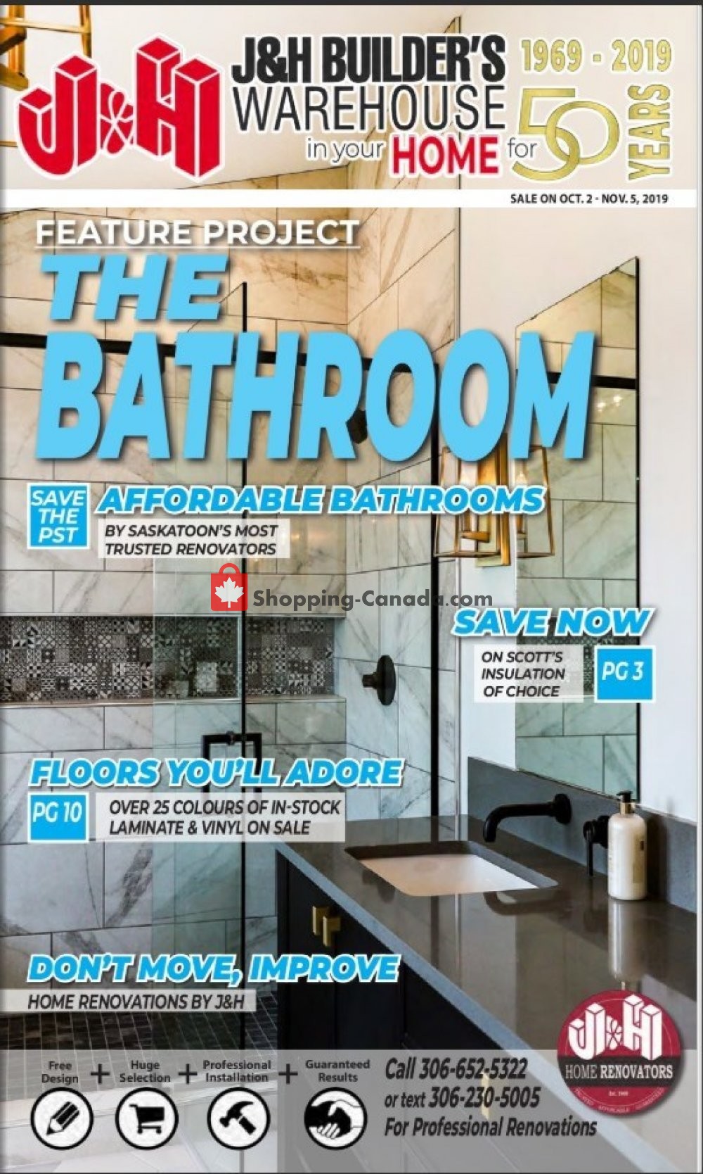J&H Builder's Warehouse flyer from Wednesday October 2, 2019 to Tuesday November 5, 2019 - page 1