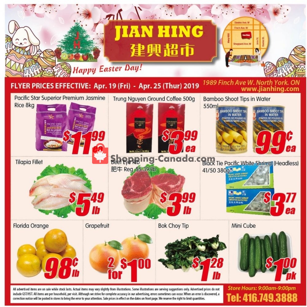 Jian Hing Supermarket flyer from Friday April 19, 2019 to Thursday April 25, 2019 - page 1