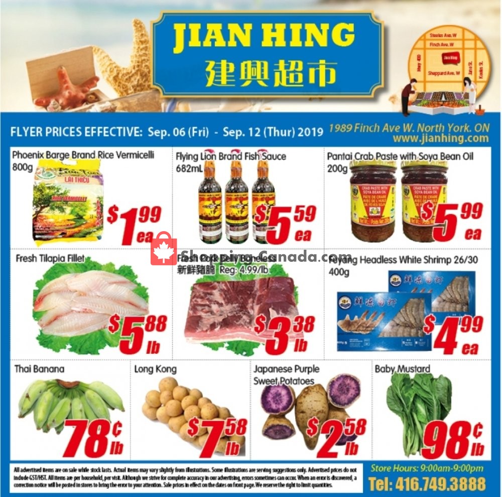 Jian Hing Supermarket flyer from Friday September 6, 2019 to Thursday September 12, 2019 - page 1