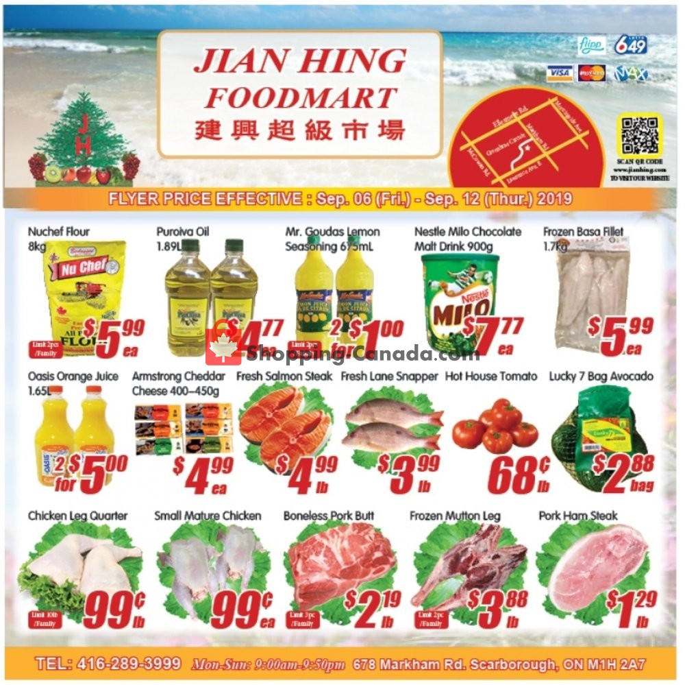Jian Hing Supermarket flyer from Friday September 6, 2019 to Thursday September 12, 2019 - page 1
