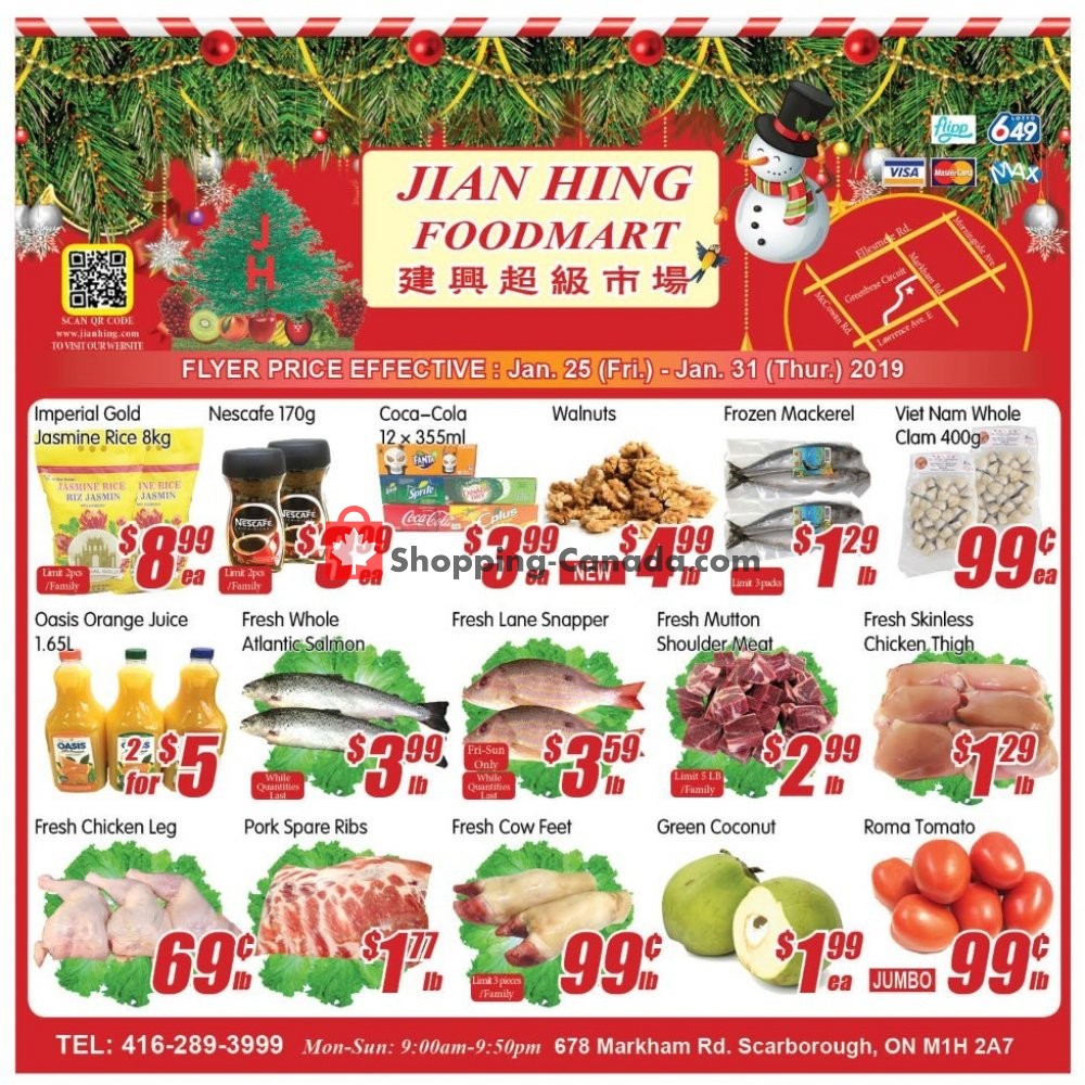 Jian Hing Supermarket flyer from Friday January 25, 2019 to Thursday January 31, 2019 - page 1