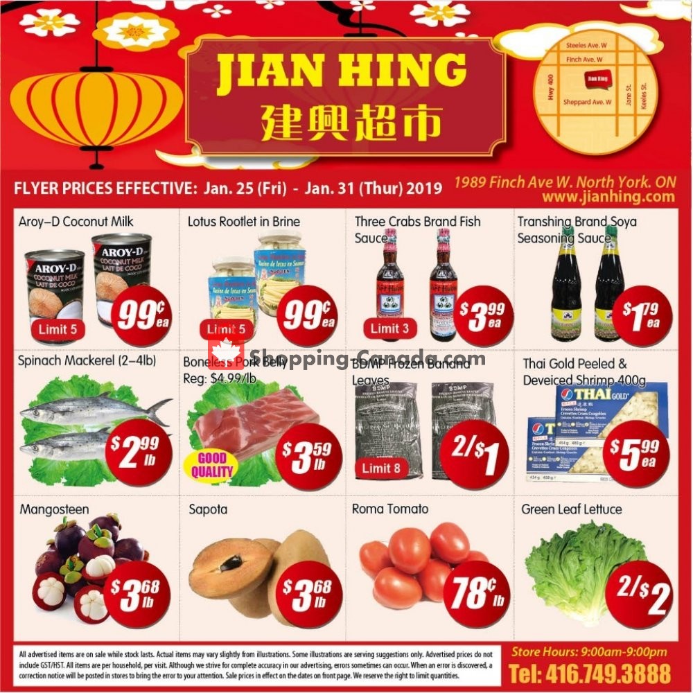 Jian Hing Supermarket flyer from Friday January 25, 2019 to Thursday January 31, 2019 - page 1