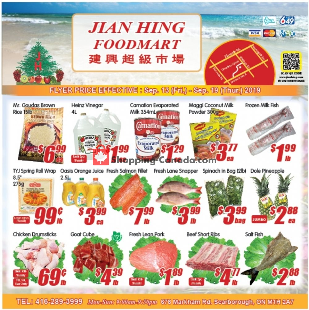 Jian Hing Supermarket flyer from Friday September 13, 2019 to Thursday September 19, 2019 - page 1