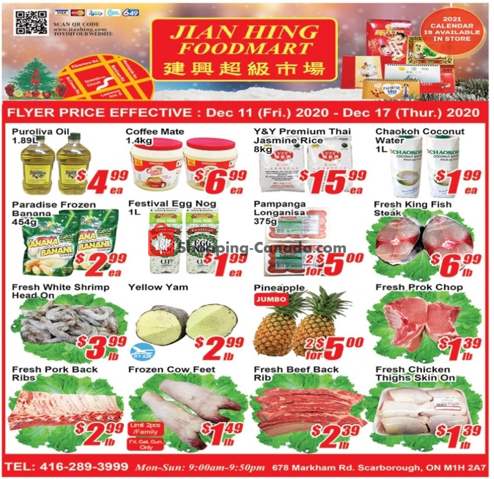 Jian Hing Supermarket flyer from Monday January 11, 2021 to Sunday January 17, 2021 - page 1