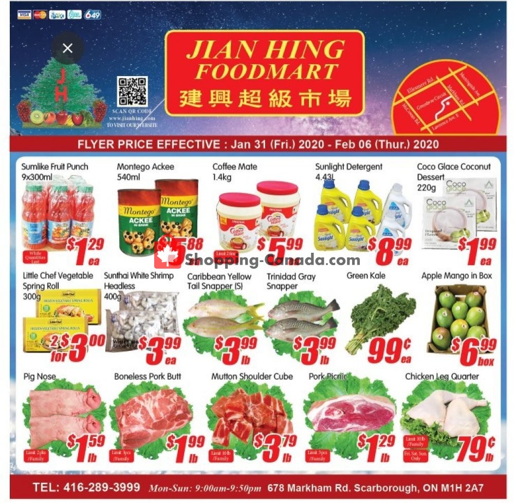 Jian Hing Supermarket flyer from Friday January 31, 2020 to Thursday February 6, 2020 - page 1