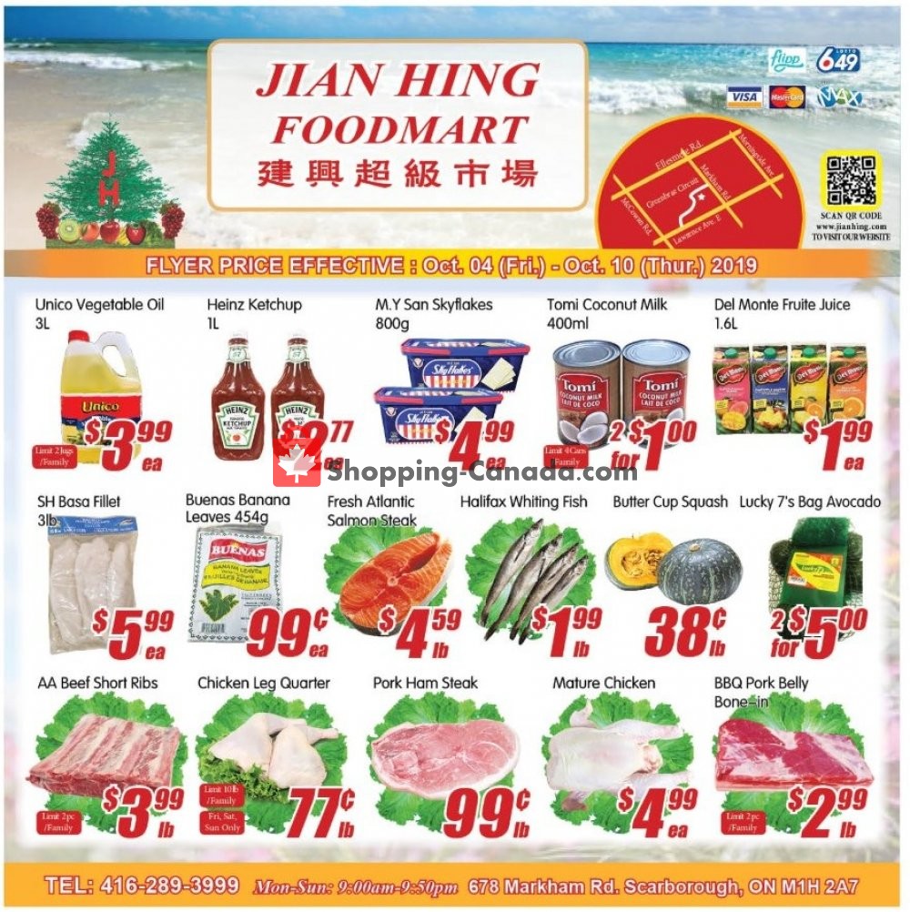 Jian Hing Supermarket flyer from Friday October 4, 2019 to Thursday October 10, 2019 - page 1