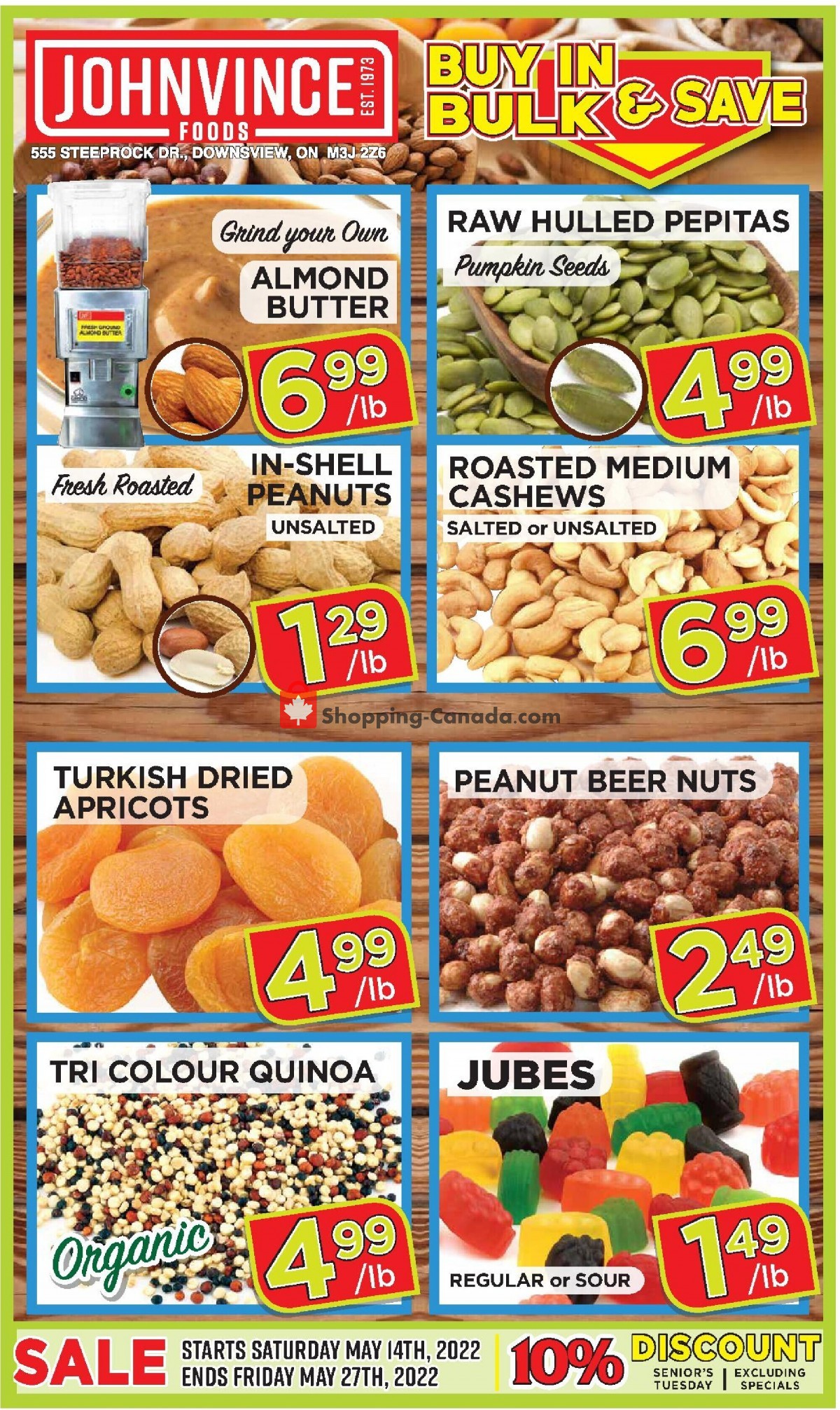Johnvince Foods Canada, flyer (Buy In Bulk And Save) May 14 May 27