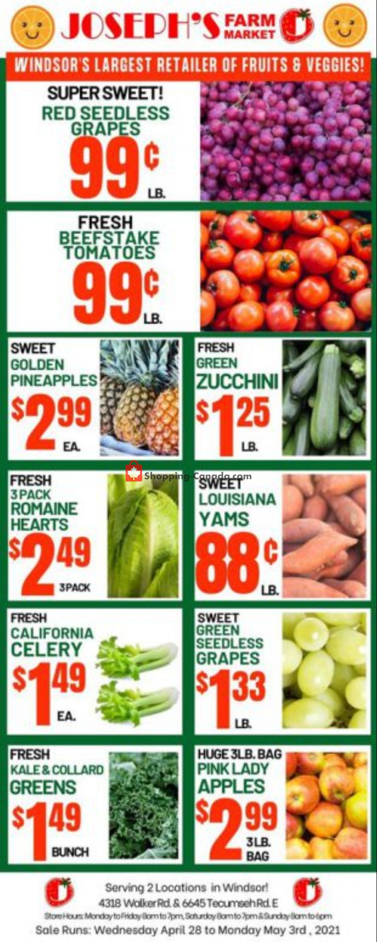 Joseph's Farm Market flyer from Wednesday April 28, 2021 to Monday May 3, 2021 - page 1