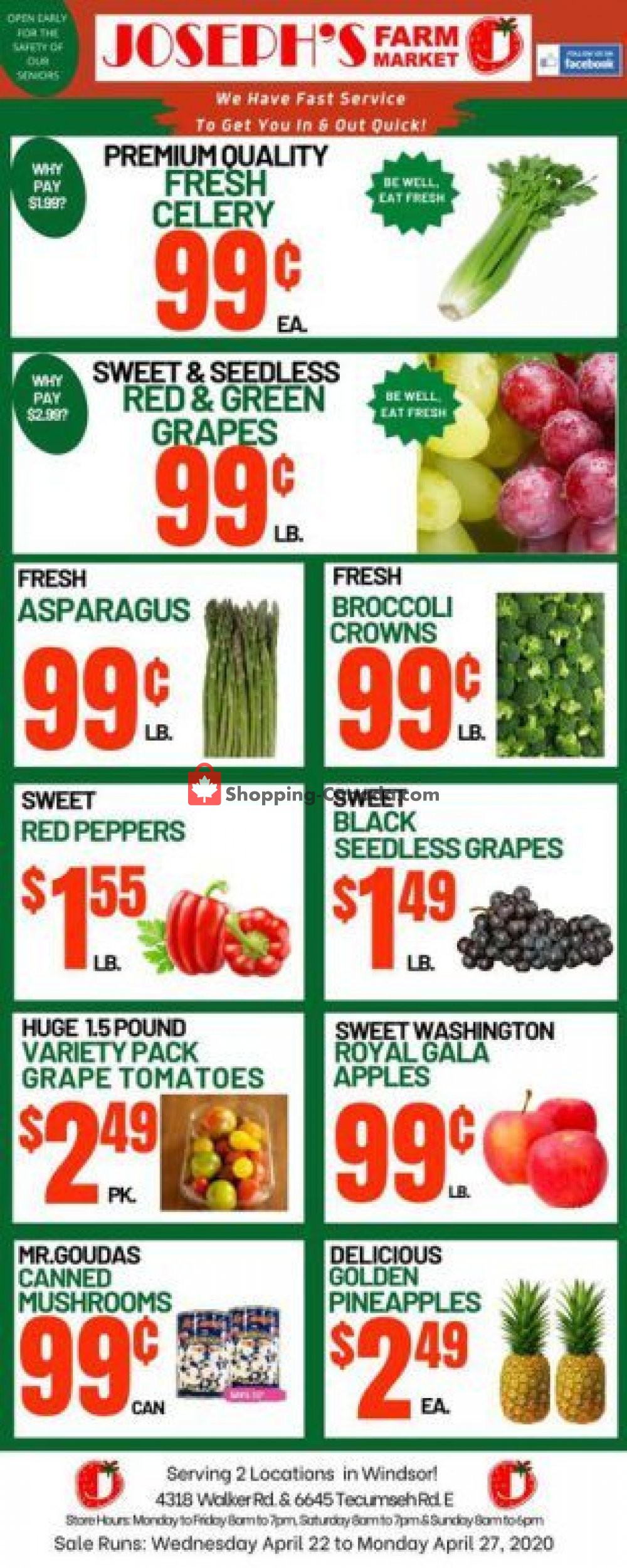 Joseph's Farm Market flyer from Wednesday April 22, 2020 to Monday April 27, 2020 - page 1