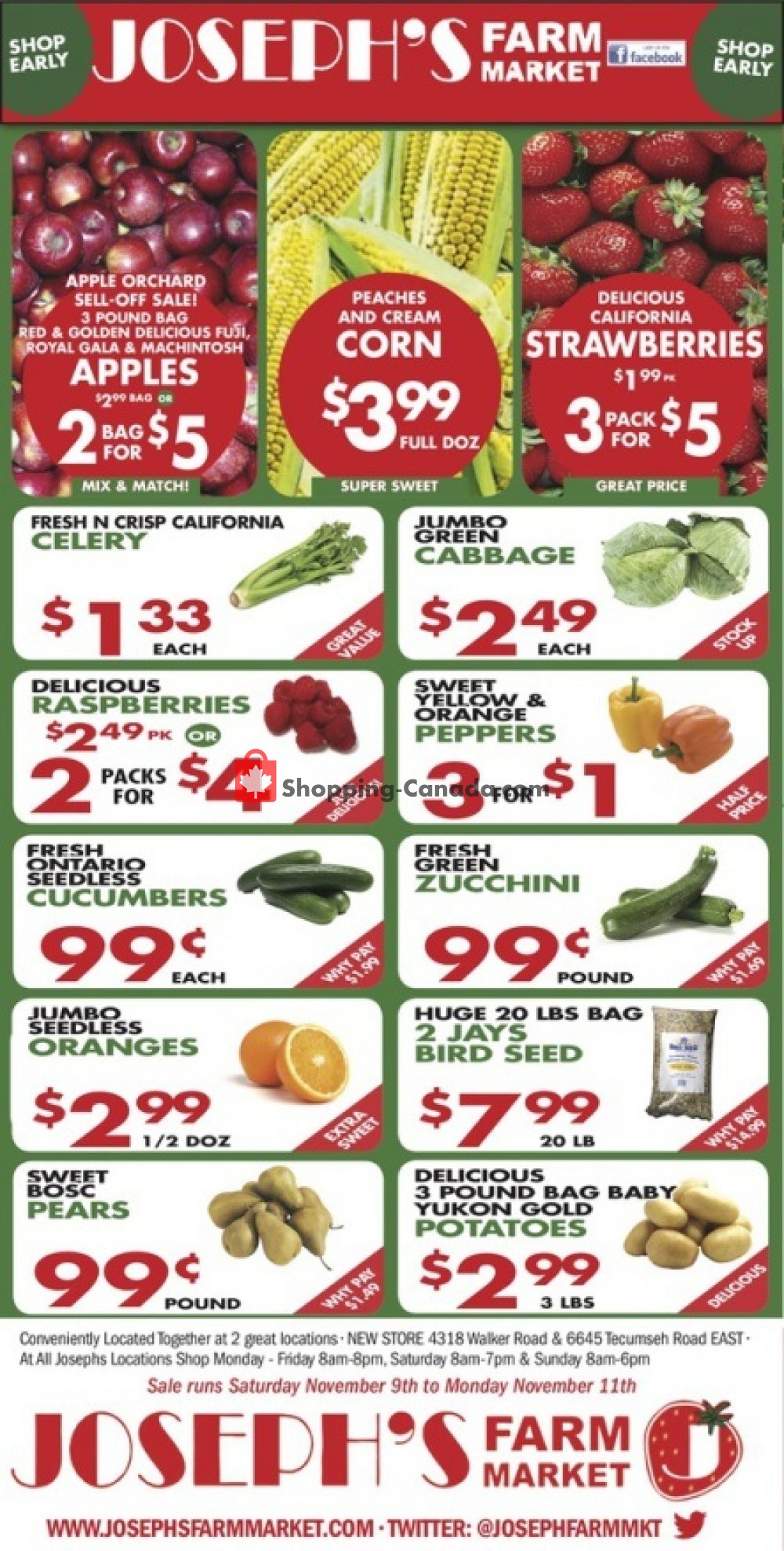 Joseph's Farm Market flyer from Wednesday November 6, 2019 to Monday November 11, 2019 - page 1