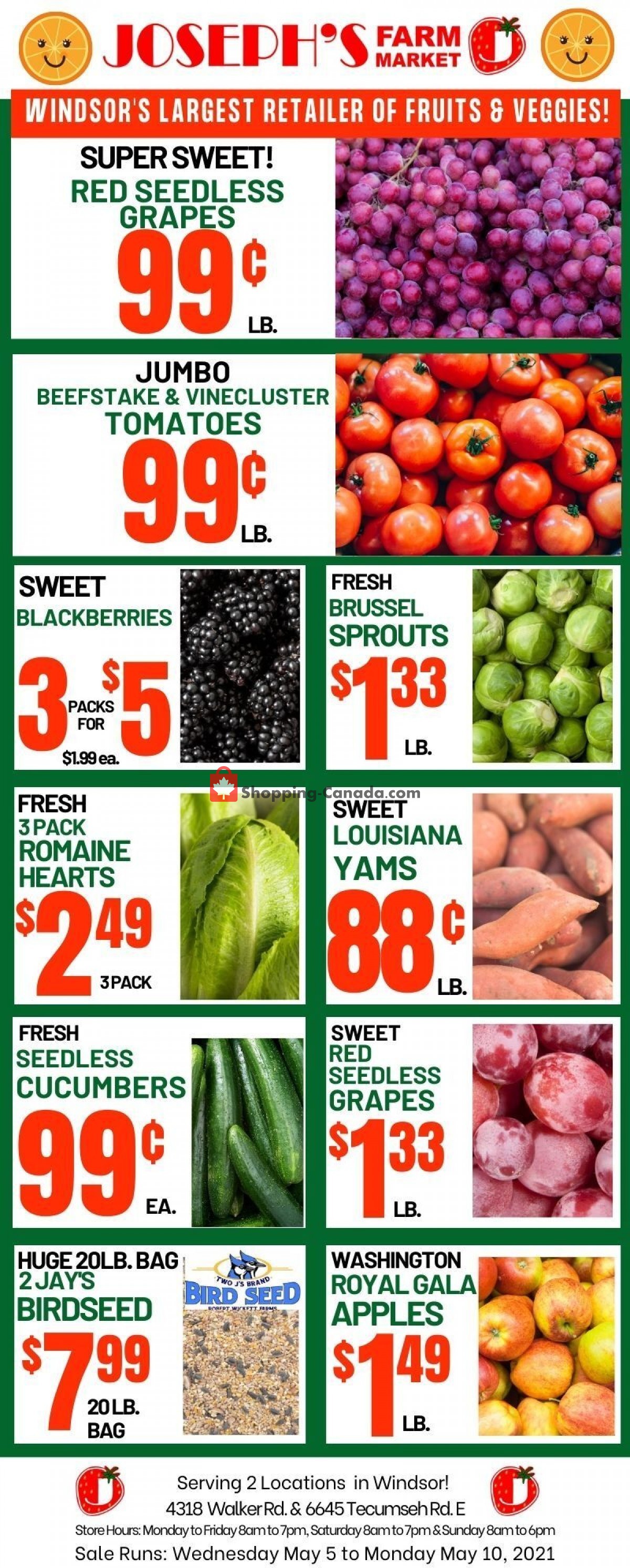 Joseph's Farm Market flyer from Wednesday May 5, 2021 to Monday May 10, 2021 - page 1