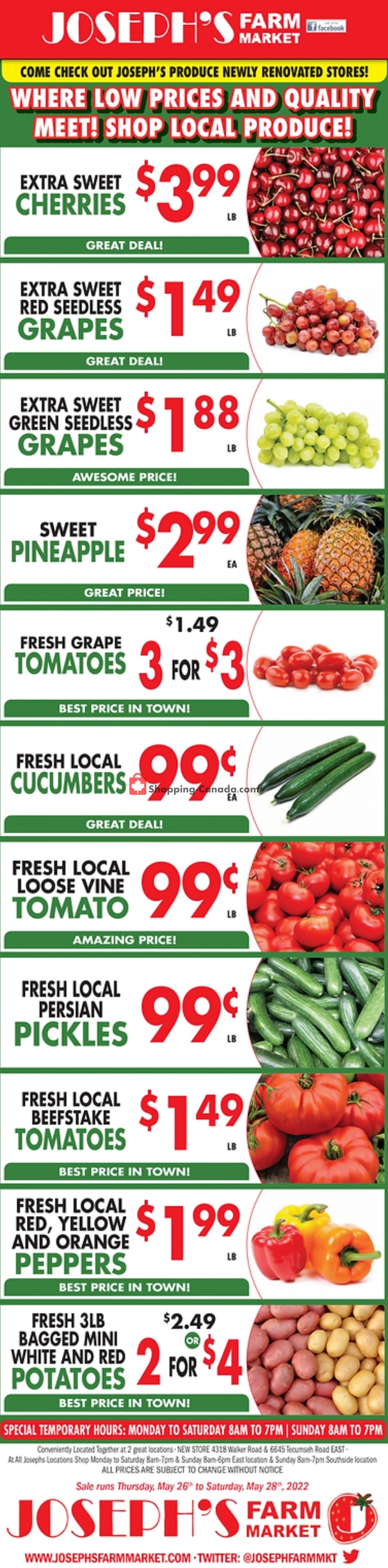 Joseph's Farm Market Canada, flyer (Low Prices) May 26 May 28