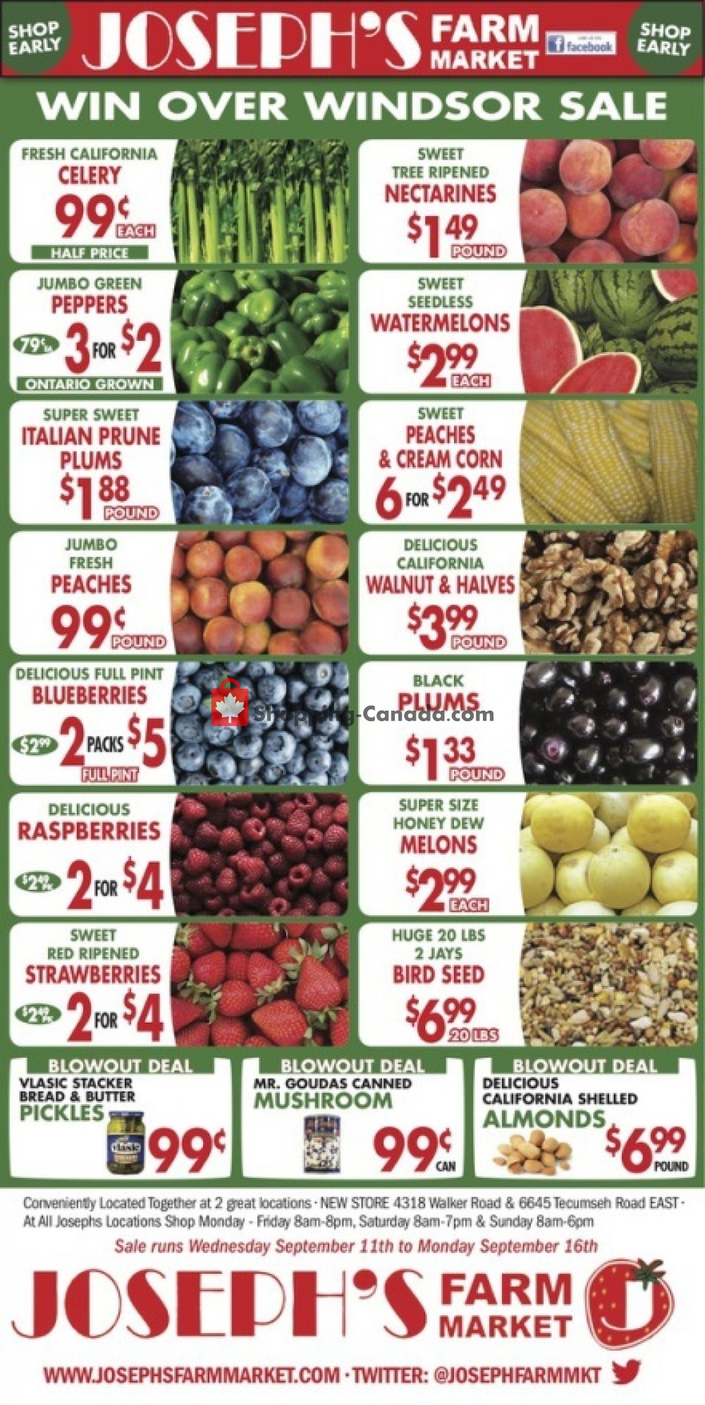 Joseph's Farm Market flyer from Wednesday September 11, 2019 to Monday September 16, 2019 - page 1