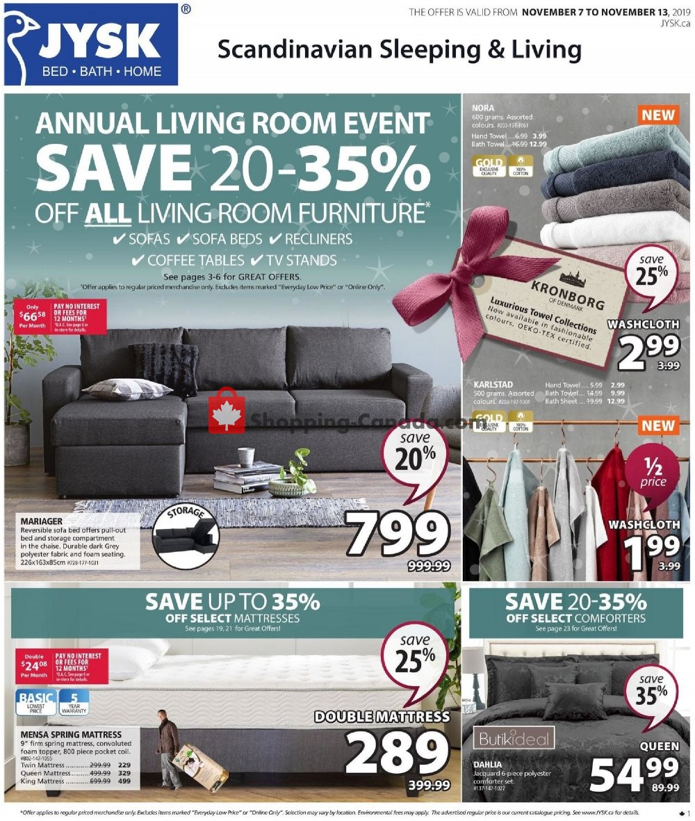 JYSK flyer from Thursday November 7, 2019 to Wednesday November 13, 2019 - page 1