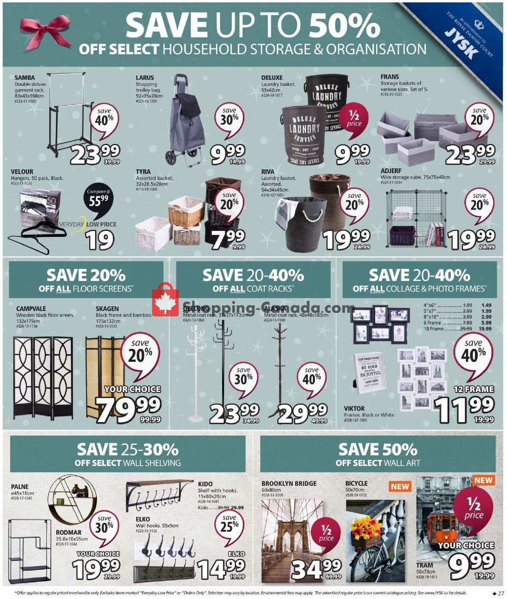 JYSK flyer from Thursday November 7, 2019 to Wednesday November 13, 2019 - page 27